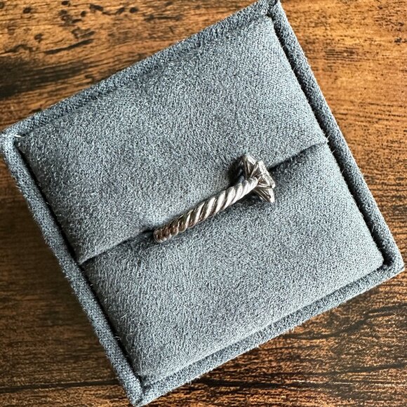 David Yurman Petite Starburst Ring in Sterling Silver w/ Diamonds - Size 5.5 - Picture 9 of 15